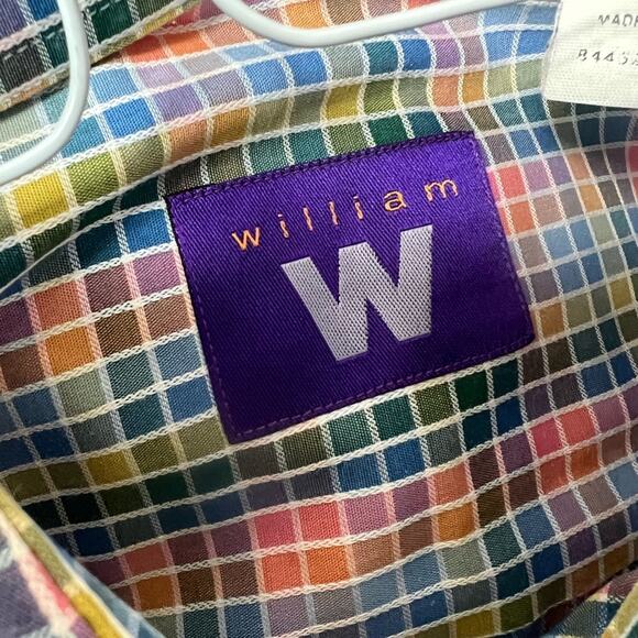 William W Men's Multicolor Checkered Button Up Shirt Size M - Picture 7 of 7